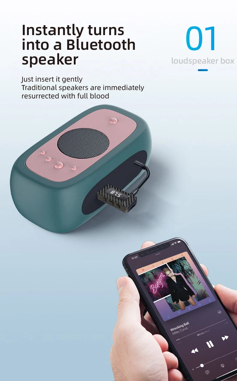 Receptor Bluetooth para Auto con Lector TF y Manos Libres
