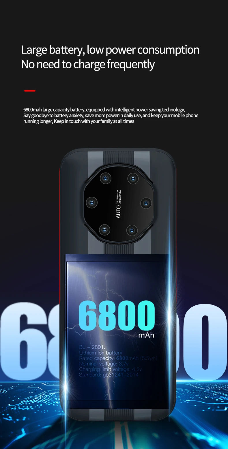 Nuevo Teléfono Celular HOSWN H29 4G con Pantalla de 2.8 Pulgadas, LTE, Doble SIM, 6800mAh, Altavoz Potente y Linterna