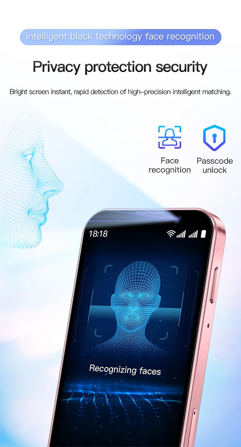SOYES XS18 Pro 3,0 "Mini Smartphone 2GB RAM 16GB ROM reconocimiento Facial Android9.0 Dual SIM en espera 1000mAh 3G teléfono de red