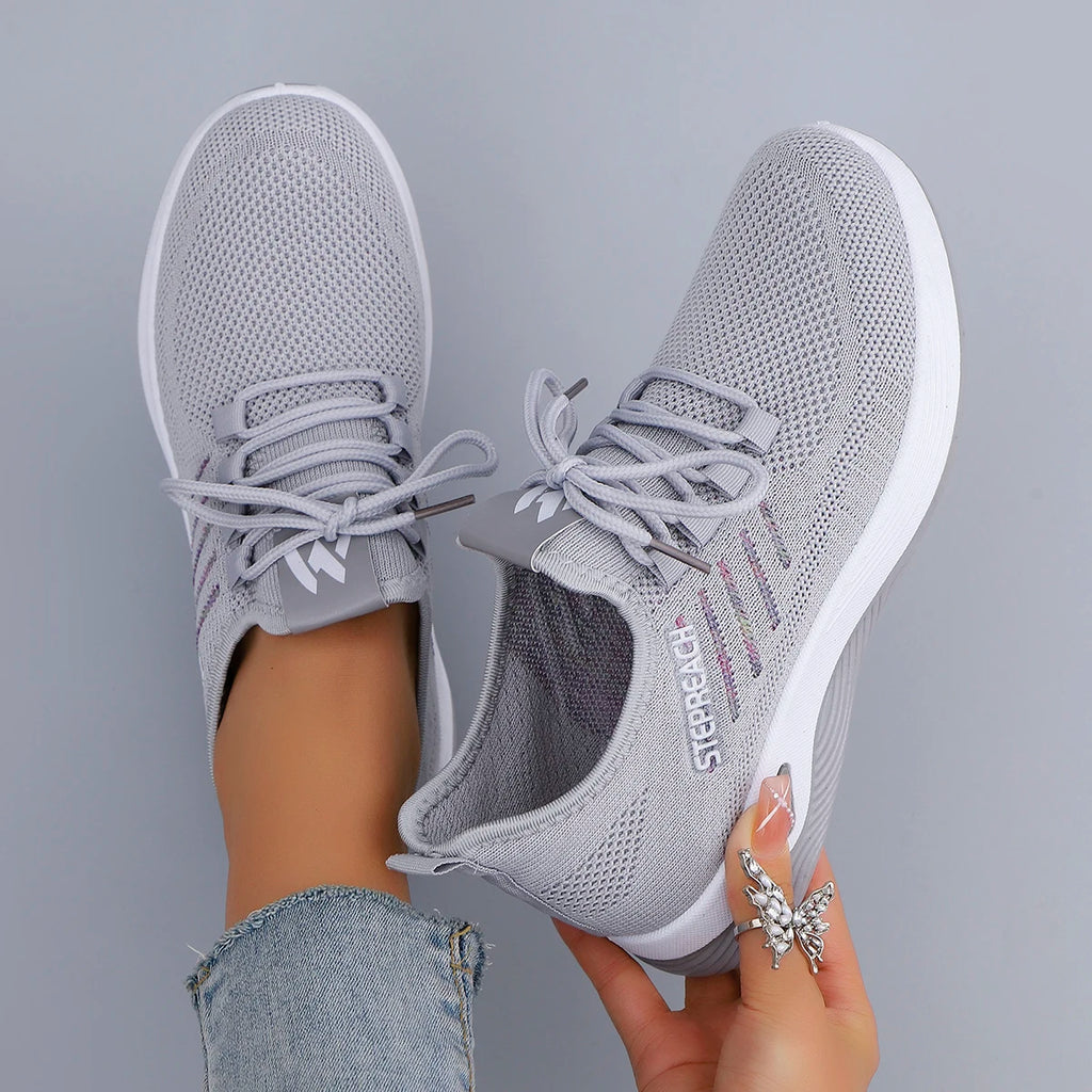 Primavera y otoño nuevos zapatos deportivos informales con cordones para mujer, cómodos, transpirables, ligeros y resistentes al desgaste