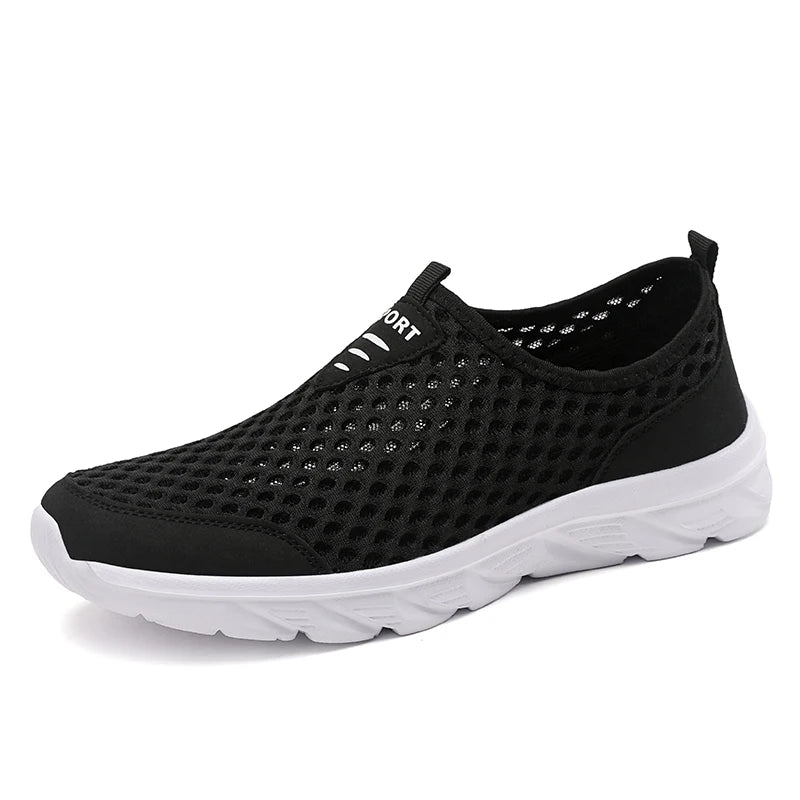 Zapatillas informales transpirables para hombre, zapatos informales ligeros antideslizantes para exteriores, mocasines planos suaves para caminar y trotar, novedad de 2024