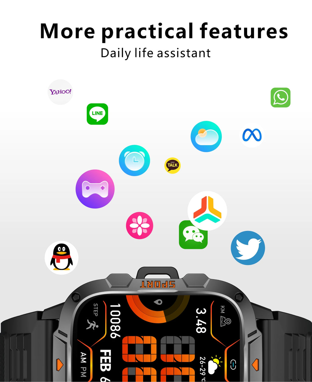 Reloj Inteligente de Grado Militar 2025, Pantalla AMOLED de 1.96 Pulgadas, Resistente al Agua 5ATM, Reloj Inteligente Deportivo con Llamadas Bluetooth