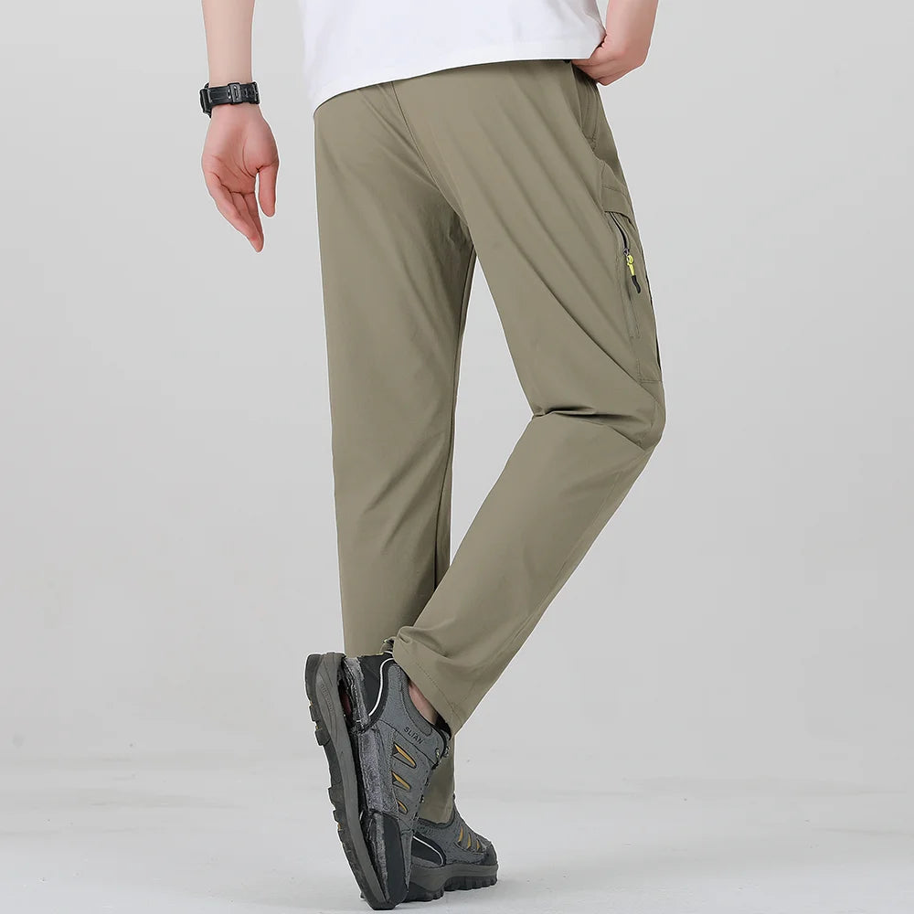 Pantalones elásticos de secado rápido de cuatro lados para hombre, pantalones de Montañismo al aire libre, ligeros y finos para mujer, transpirables elásticos de verano