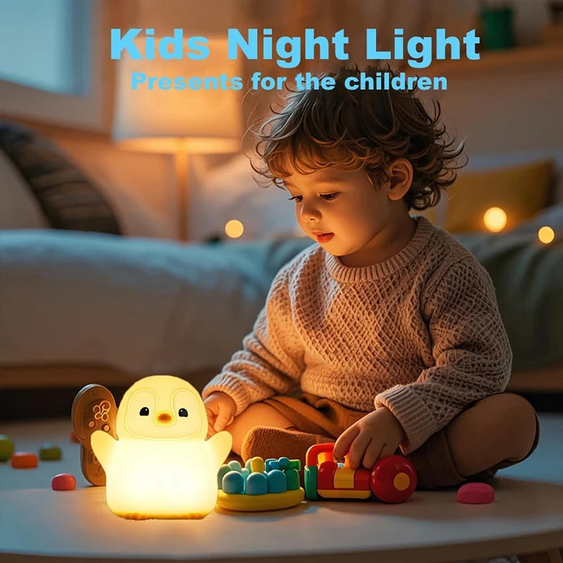 Luz Nocturna Pingüino Silicona Recargable USB