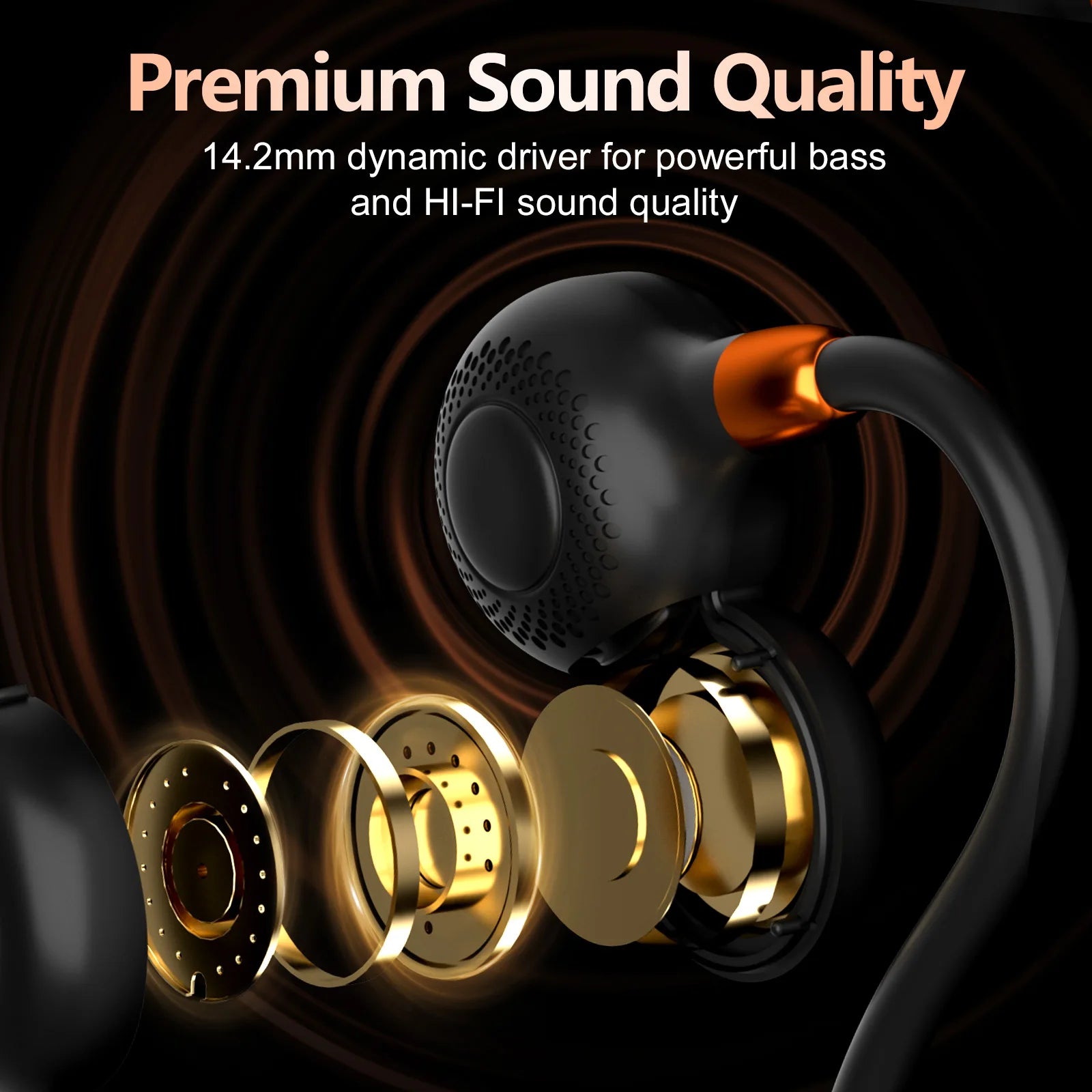 Ortizan i10 auriculares inalámbricos Bluetooth BT5.3 auriculares abiertos deportivos impermeables IPX6 auriculares inalámbricos con micrófono 10H de tiempo de reproducción