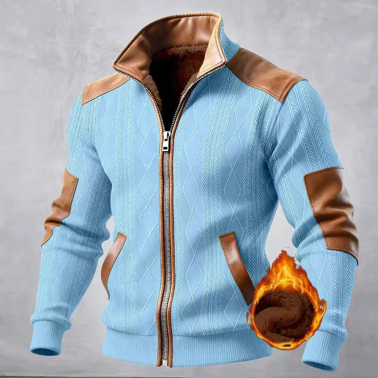 Chaqueta Deportiva para Hombre con Cierre, Resistente al Viento, Gruesa y Cálida