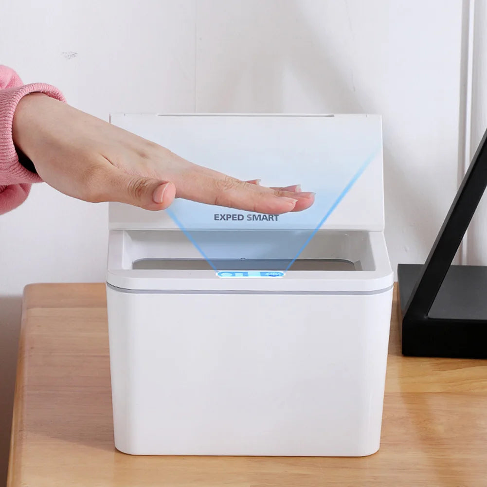 Cubo de Basura Inteligente con Sensor Eléctrico, Cubo de Basura Automático Portátil con Tapa, Cubo de Basura de 4L, Batería/Recargable para Automóvil y Exteriores