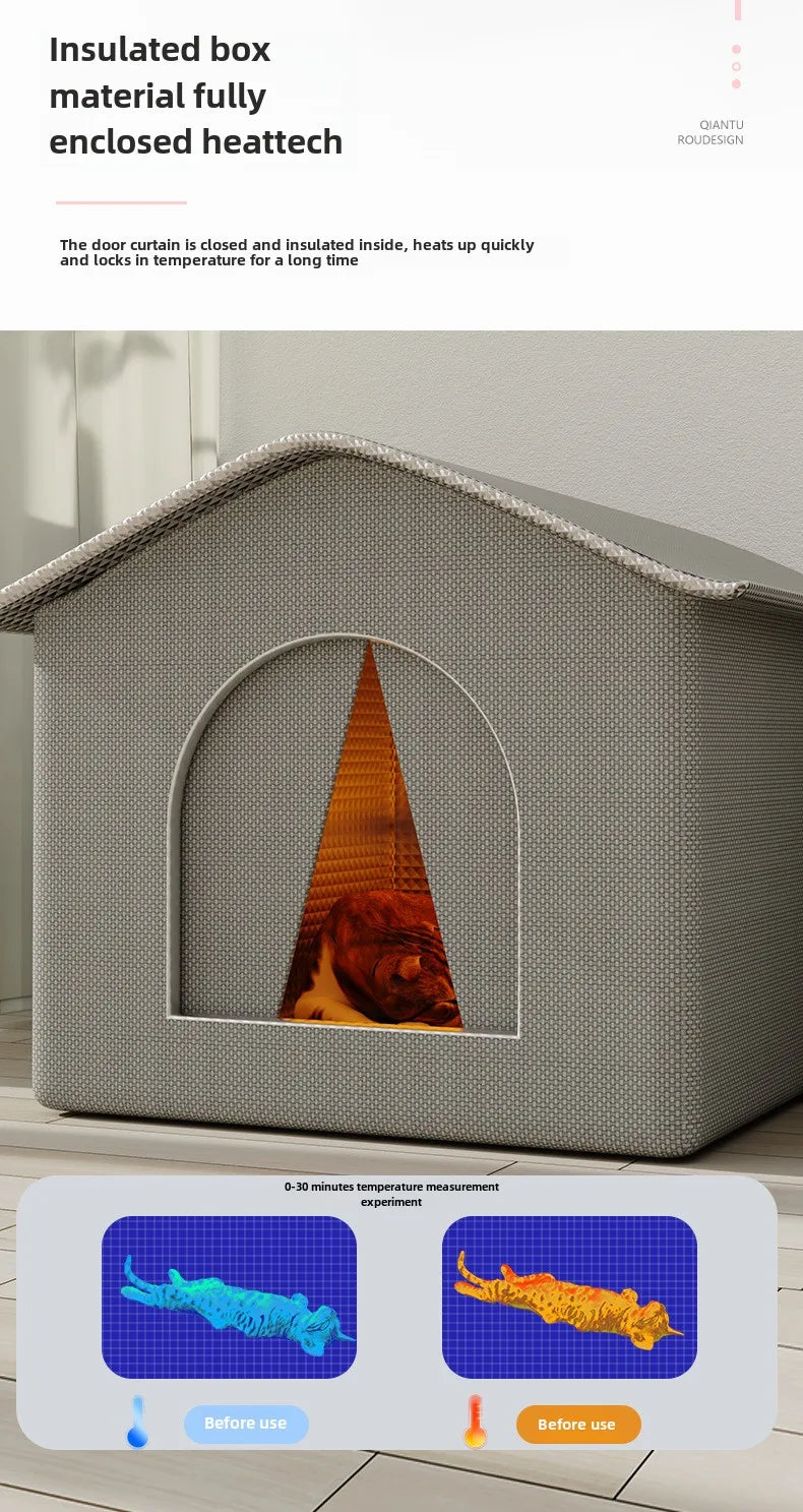 Casita Impermeable para Mascotas – Cama Cueva Plegable Exterior