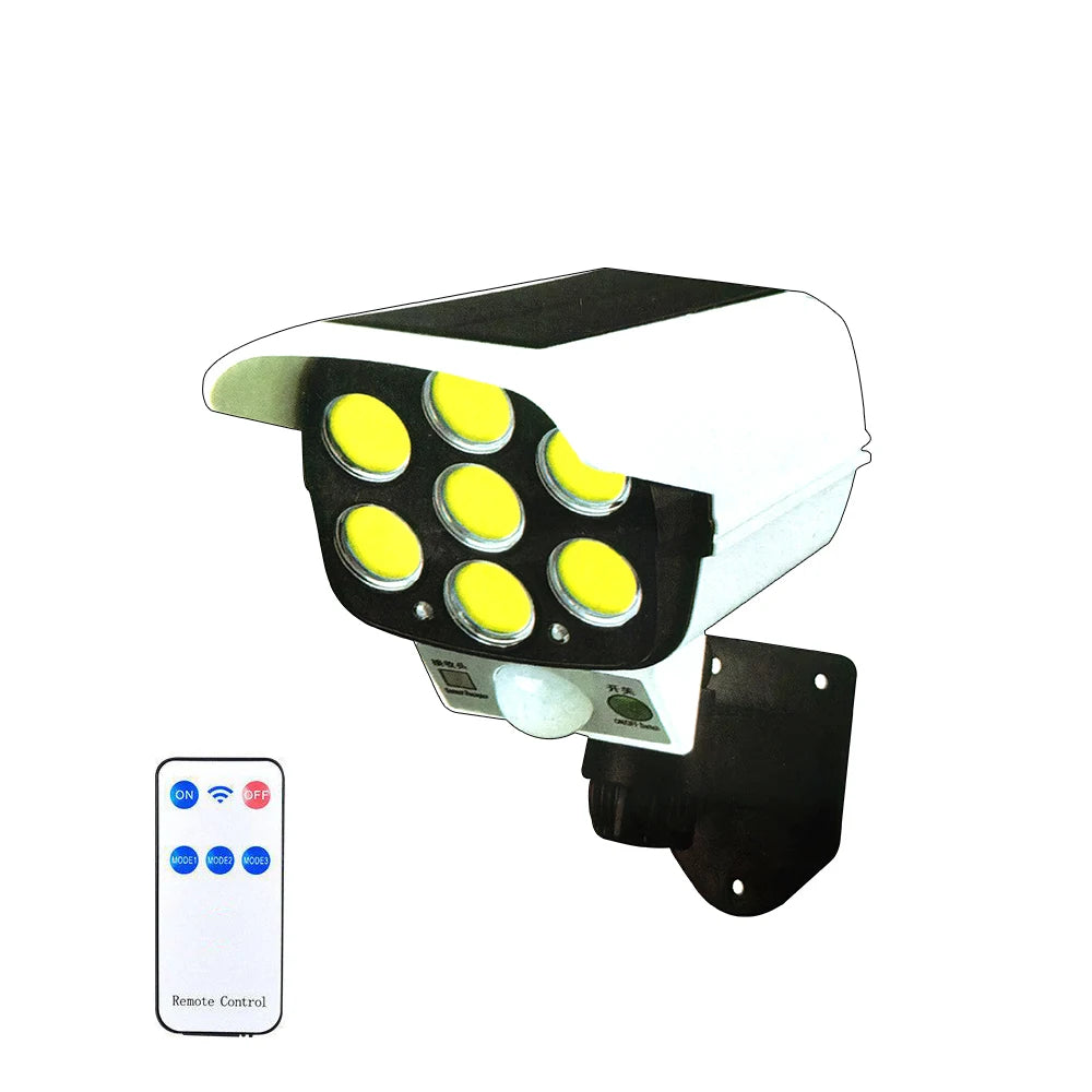 Lámpara Solar de Pared con Sensor de Movimiento y Cámara de Simulación 77 LED
