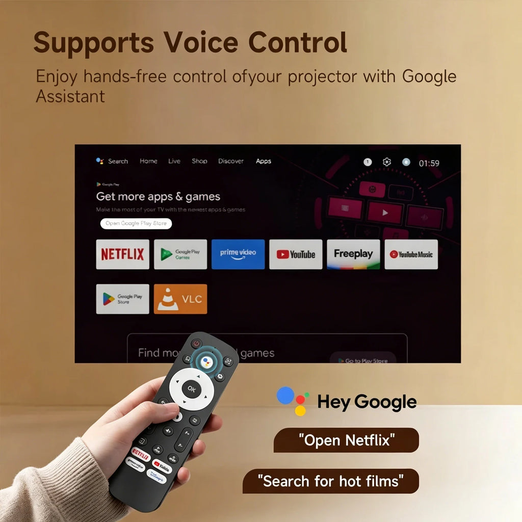 Proyector Magcubic HY300GT con Licencia Oficial de Google TV, Proyector Inteligente HD con Enfoque Automático, 400 ANSI Lúmenes, Android para Cine en Casa