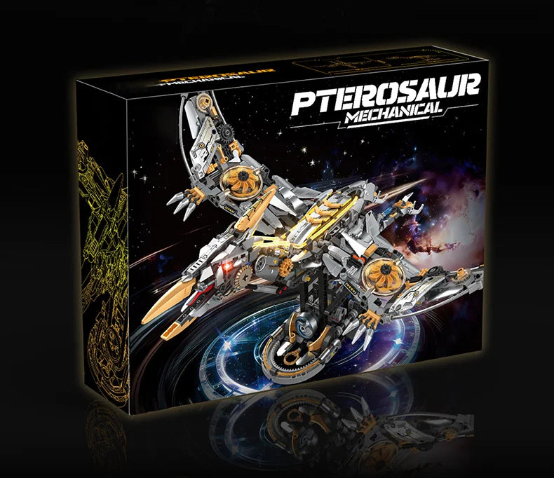 Juego de 1266 Piezas de Bloques de Construcción de Pterodáctilos y Triceratops Mecánicos, Adorno de Escritorio, Juguete Educativo de Ensamblaje, Regalo de Cumpleaños