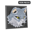 Mural de Lobo 3D Bloques de Construcción Decoración Hogar