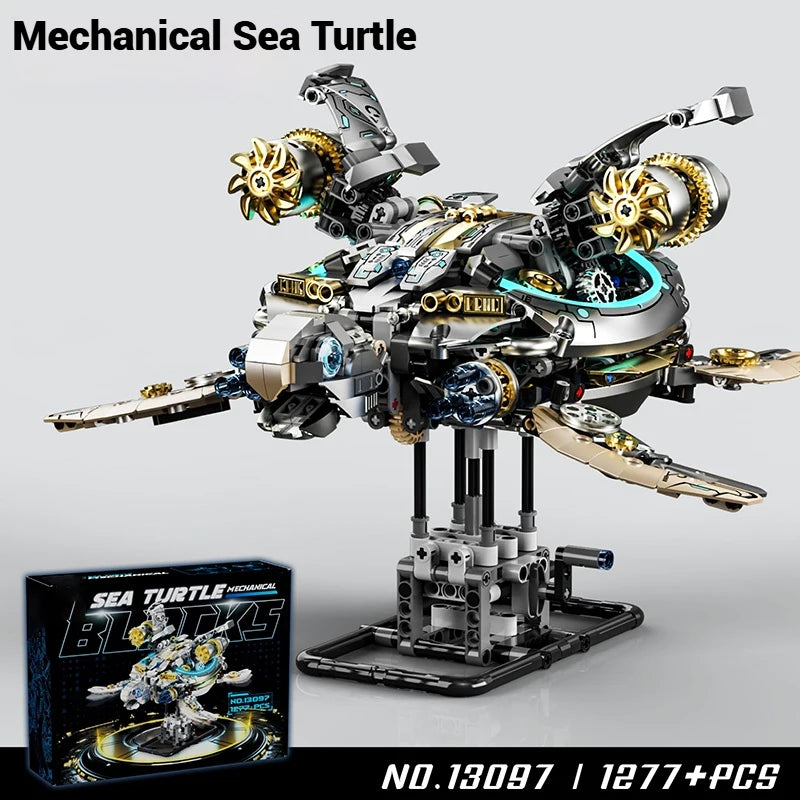 Bloques de Construcción de Tortuga Mecánica 13097, Modelo MOC DIY, Decoración de Escritorio, Regalo Coleccionable para Adultos, Cumpleaños, Festividades, 1277 Piezas