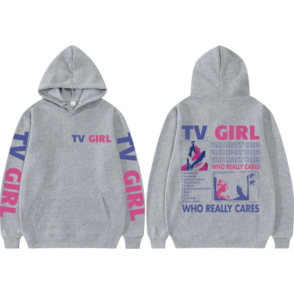 Hoodie Estampado TV Girl Who Really Cares | Buzo con Capucha