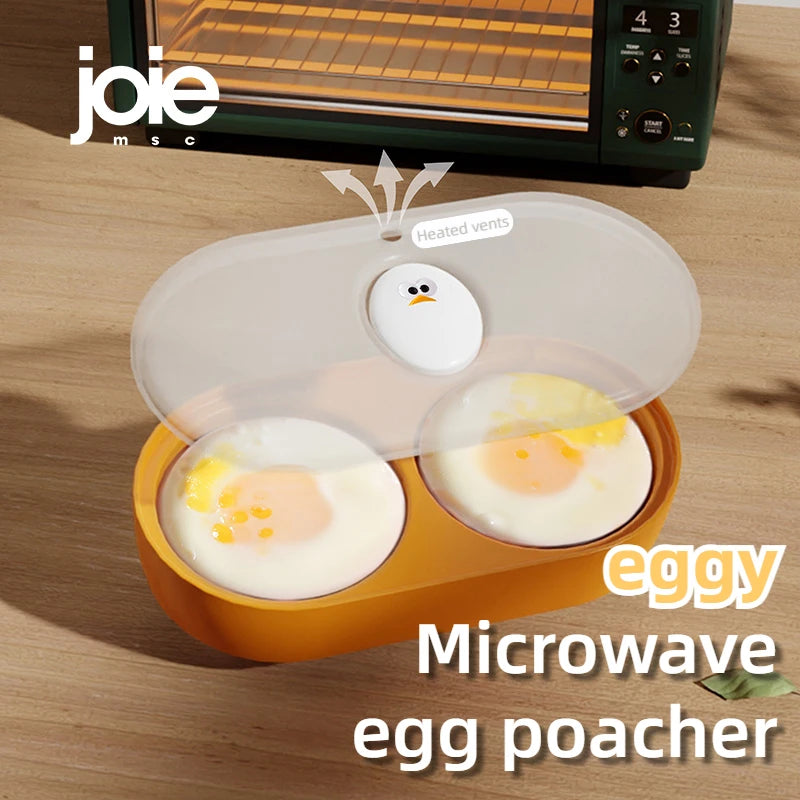 Joie-pulidor de huevos doble para microondas, cazador de huevos, caja de huevos fritos, caja de huevos al vapor para desayuno, herramientas para huevos, herramienta de cocina
