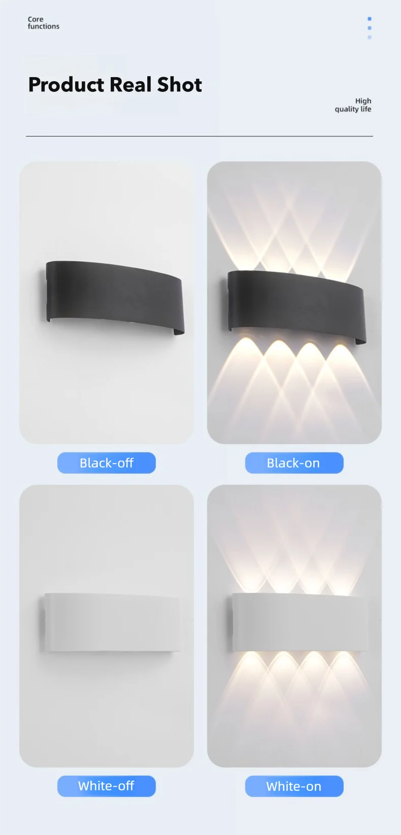 Lámpara de Pared LED Exterior IP65 Impermeable Moderna para Hogar