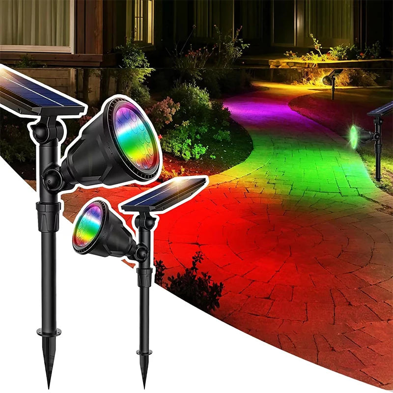 Lámpara Solar 2 en 1 con Foco Ajustable para Jardín