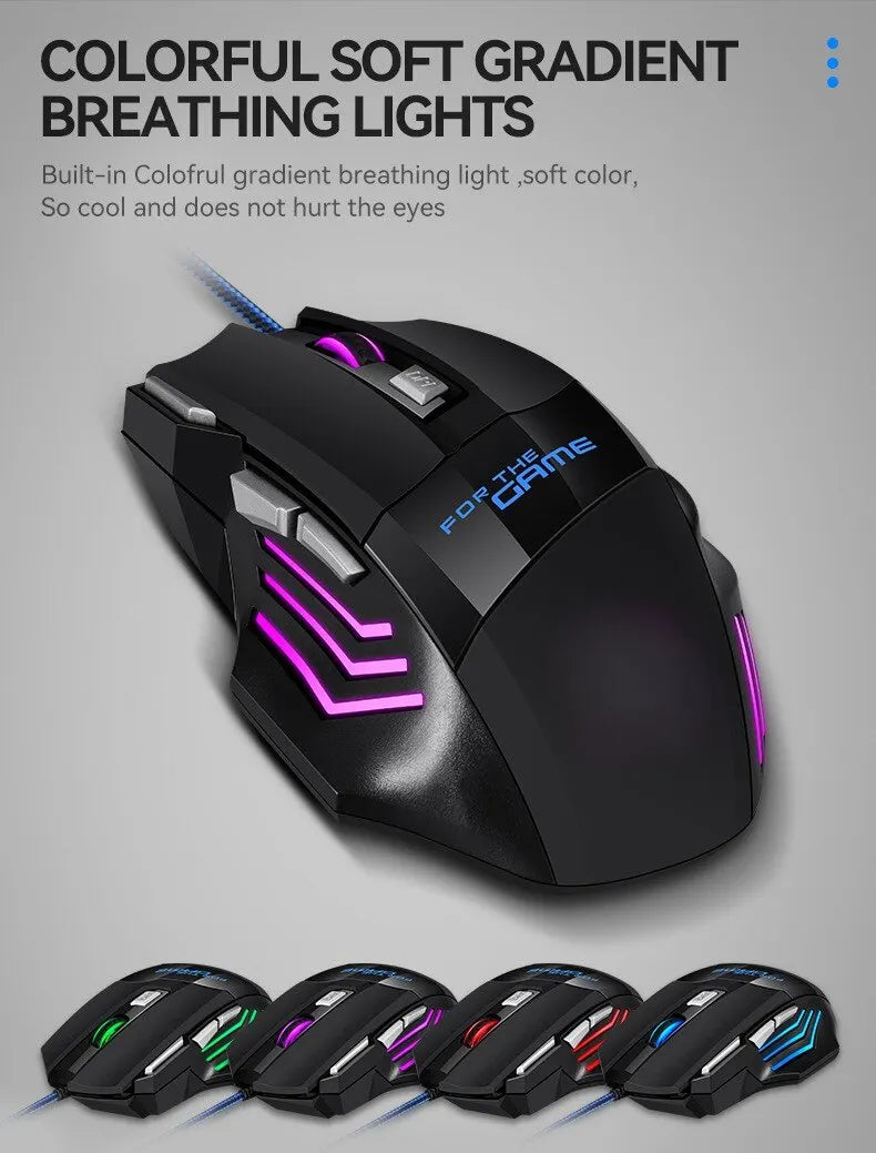 1 unidad, nuevo ratón USB para juegos Hyperspeed, ratón ergonómico retroiluminado RGB para juegos, ratón con cable 7D Esports para ordenador portátil y Gamer