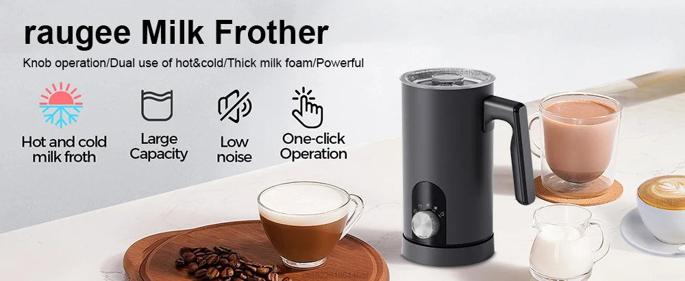 Espumador de leche eléctrico 5 en 1 raugee para café, capuchino y latte