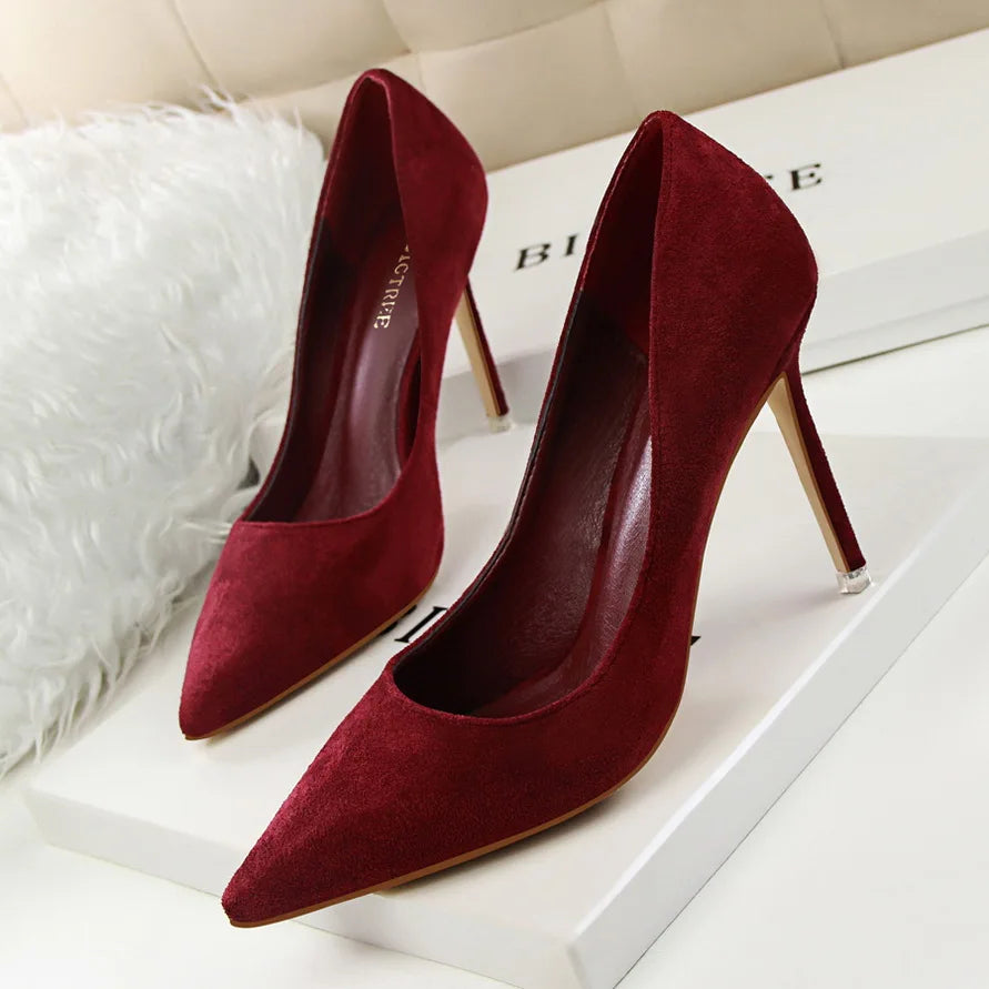 Zapatos de Tacón Alto 9cm para Mujer - Gamuza, Tallas Grandes