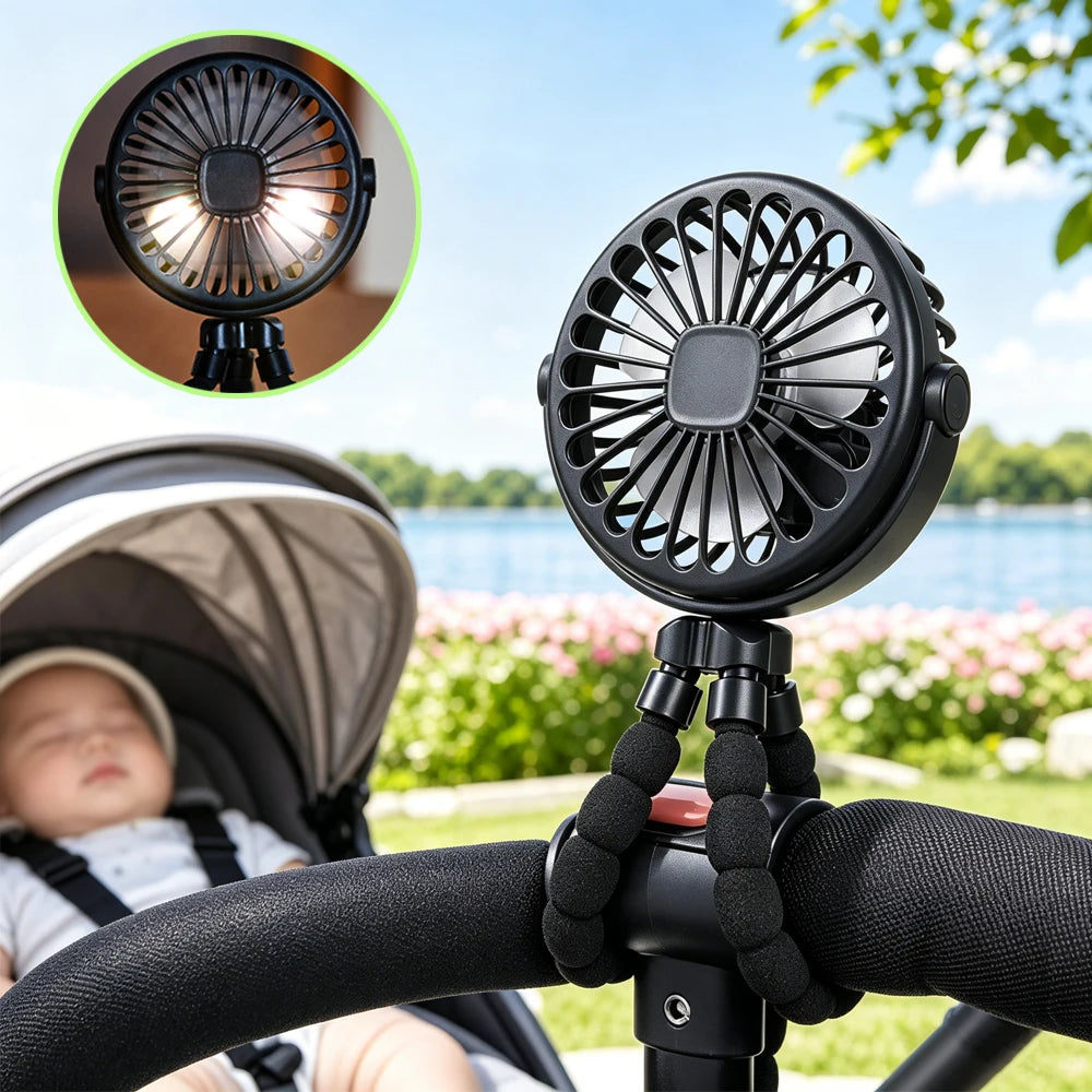 Mini Ventilador con Clip para Cochecito y Bicicleta