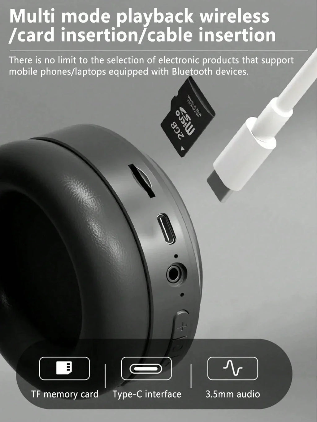 M5 Auriculares Over-Ear Bluetooth 5.3 Deportivos