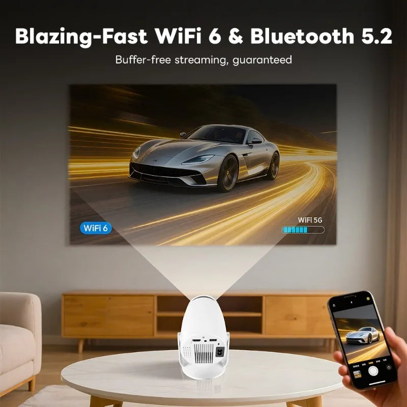 Nuevo Proyector Portátil HY900 con Decodificación 4K, Wi-Fi 6 Dual, Chip Allwinner, 290ANSI, BT5.0, Perfecto para Cine en Casa y Uso en Exteriores