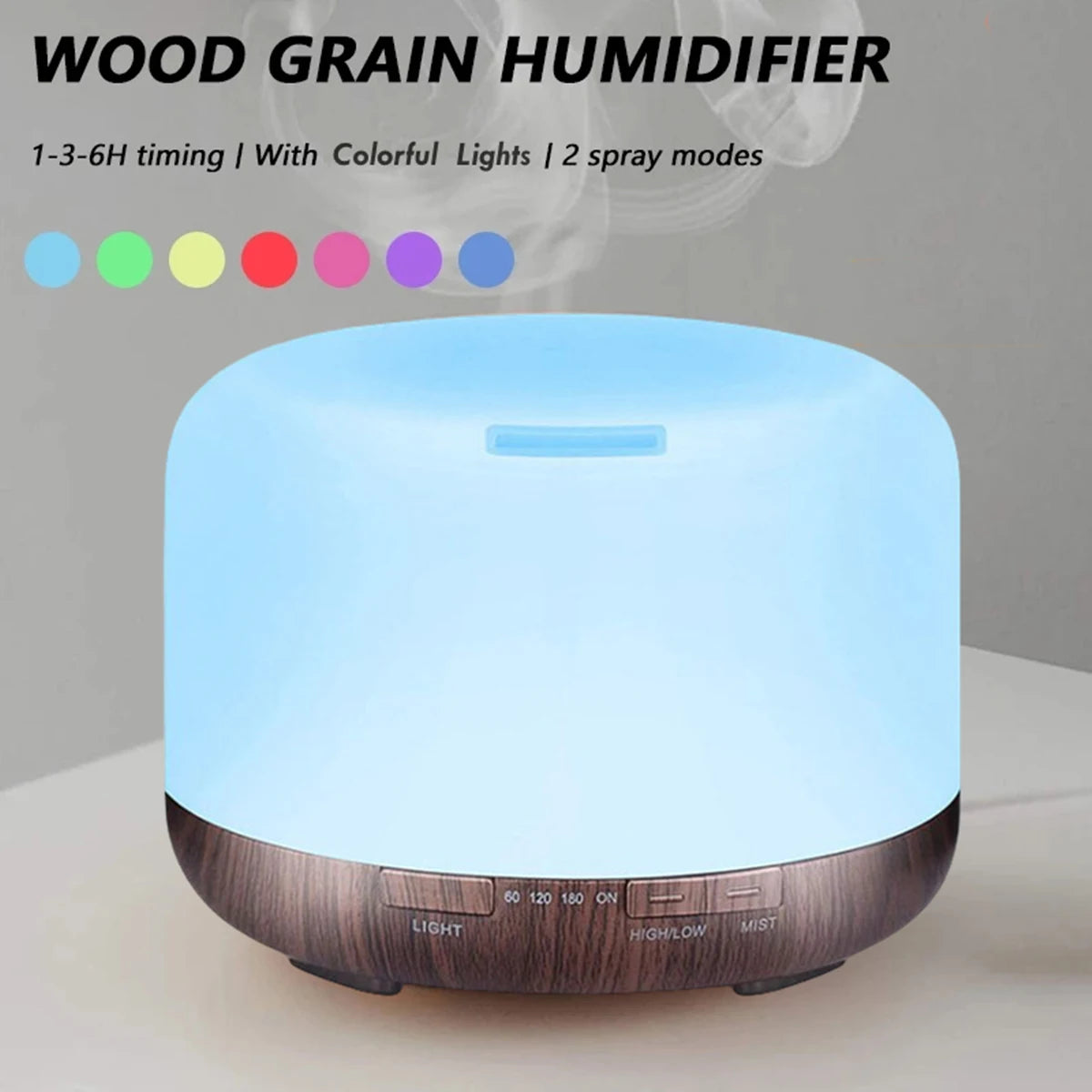 Difusor de Aroma de Madera con Luces Nocturnas