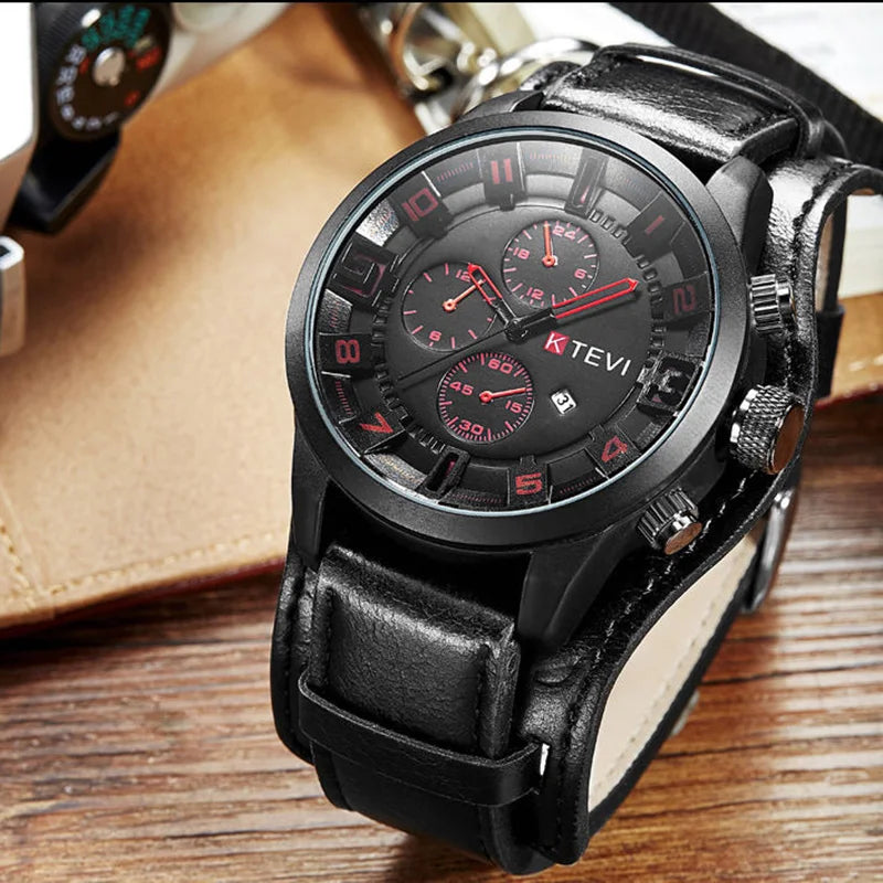 Relojes YIKAZE Retro para hombre, reloj clásico de cuarzo de lujo para negocios, reloj de pulsera militar con fecha y correa de cuero con esfera grande a la moda para hombre