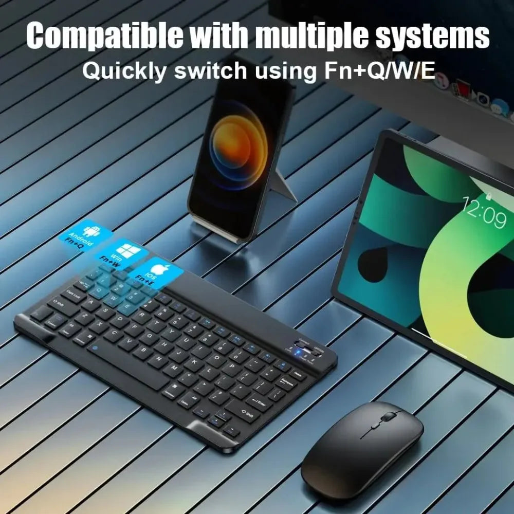 Teclado Bluetooth para iPad de 10.ª Generación, iPad Pro 13, 12, 11, 10, 9, 8, 7 Pulgadas, iPad Air 13, iPad de 11.ª Generación, iPad Mini, Tablets Samsung y Xiaomi