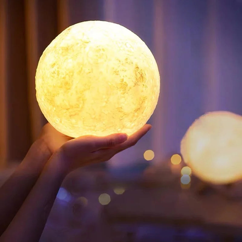 Lámpara Luna 3D LED Nocturna Multicolor con Soporte