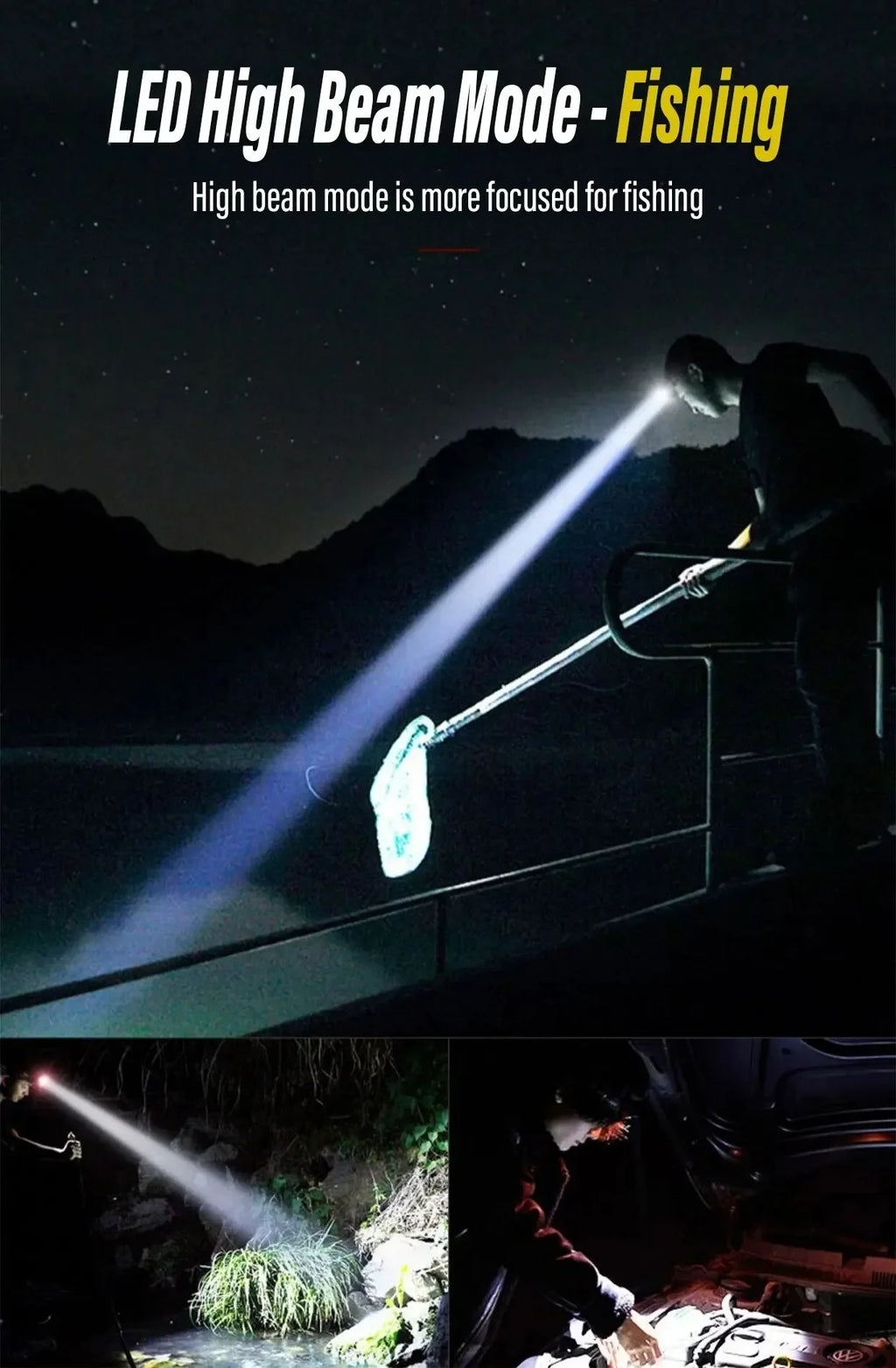 Linterna Frontal LED Recargable para Pesca y Camping XPE COB