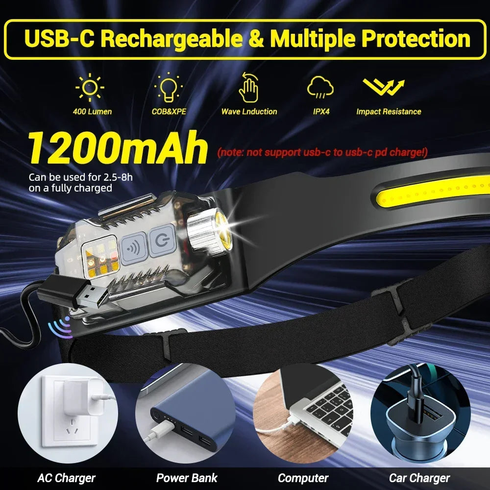 Faro LED Recargable Alta Potencia para Exterior y Pesca