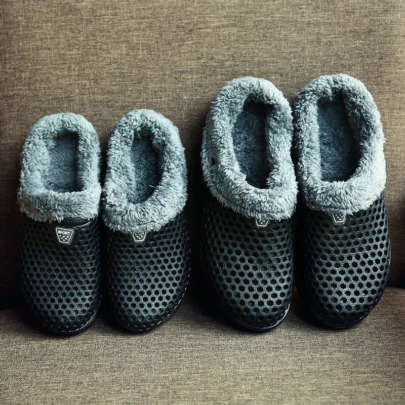 YRZL Zapatillas de invierno para hombre y mujer, zapatos cálidos para interiores, Pantoffels de algodón antideslizantes, zuecos informales, zapatillas de suelo para casa sin cordones para hombre