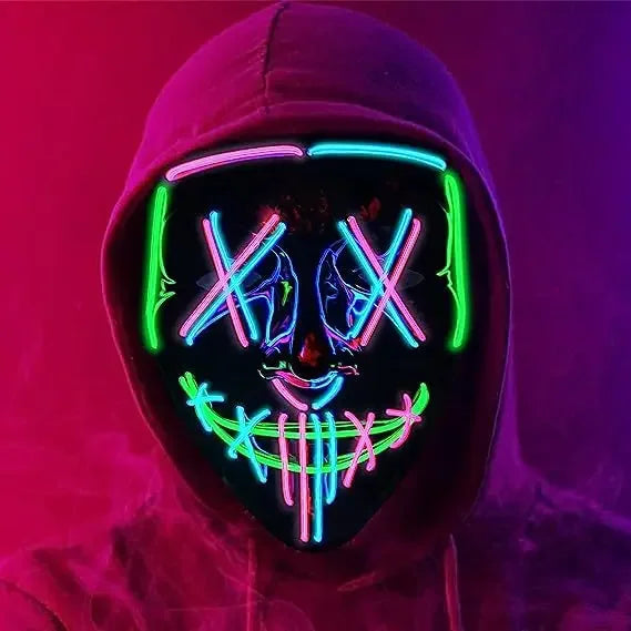 Máscara Led para Halloween, Carnaval, Navidad, fiesta de Mascarada, Club nocturno, máscara luminosa temática de película, máscara de Cosplay brillante de purga
