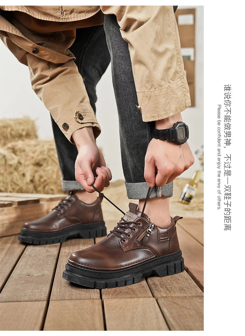 Zapatos informales para hombre, calzado cómodo para trabajo hecho a mano en las cuatro estaciones, zapatos de trabajo al aire libre, moda Joker, zapatos de marea juvenil, zapatos de cuero para fiesta de negocios