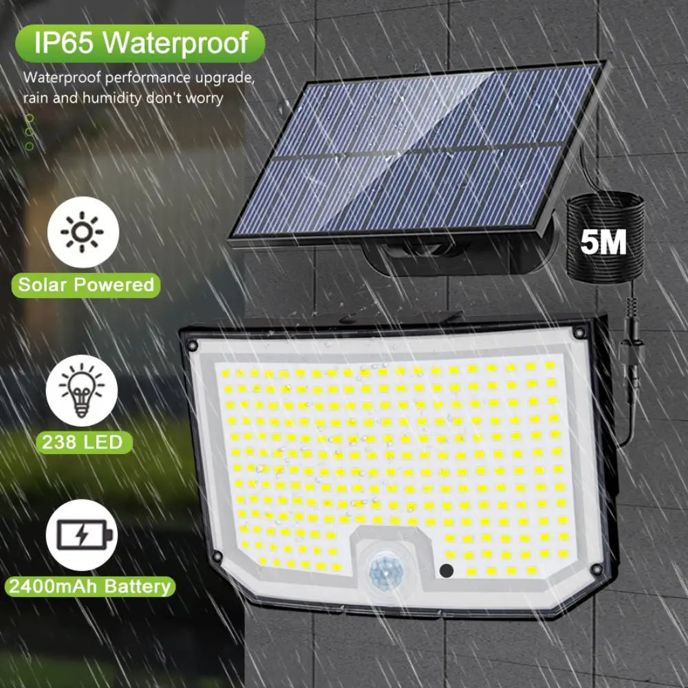 Lámpara Solar LED Exterior con Sensor de Movimiento IP65 3 Modos