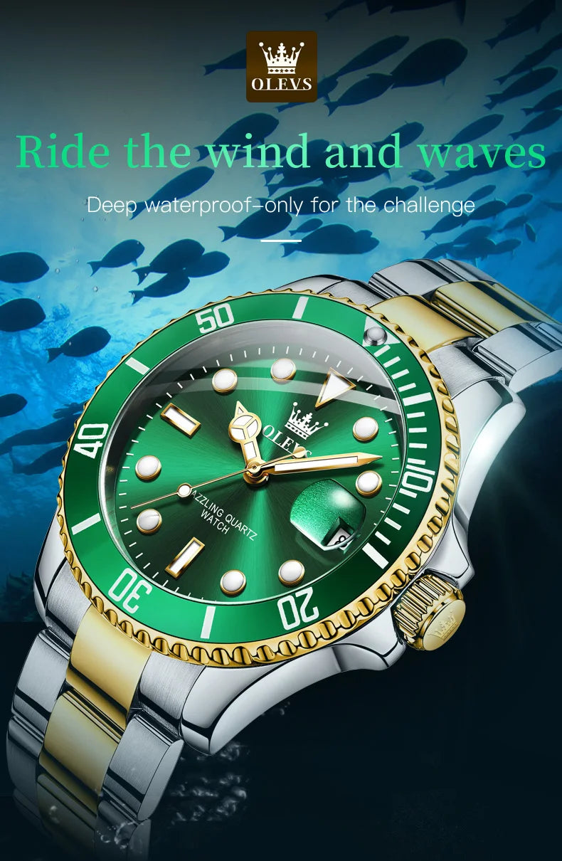 Reloj de Cuarzo Deportivo OLEVS para Hombre Resistente al Agua