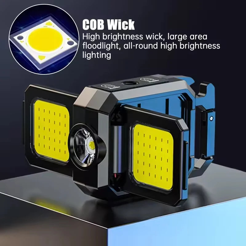 Linterna Mini Llavero COB Recargable USB con Luces Laterales 1000LM
