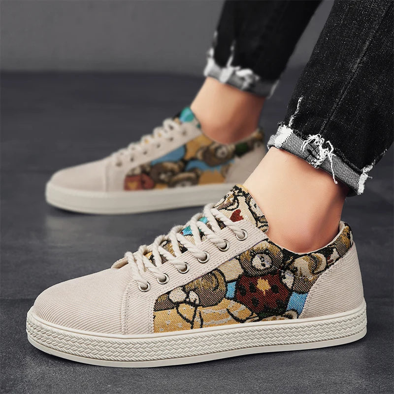 Zapatos informales de tela para hombre, zapatos para caminar al aire libre, ligeros y transpirables, para primavera y verano, zapatos planos cómodos y a la moda para jóvenes