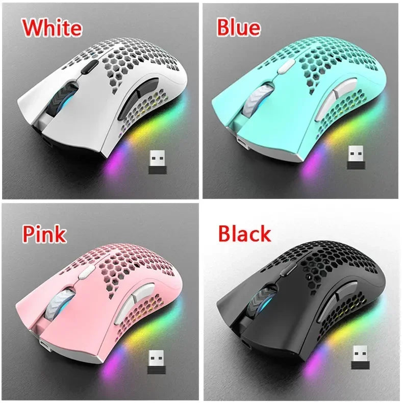 Ratón inalámbrico BM600 USB 2,4G inalámbrico RGB óptico celular ratón para juegos ergonómico óptico de panal ratón inalámbrico de oficina