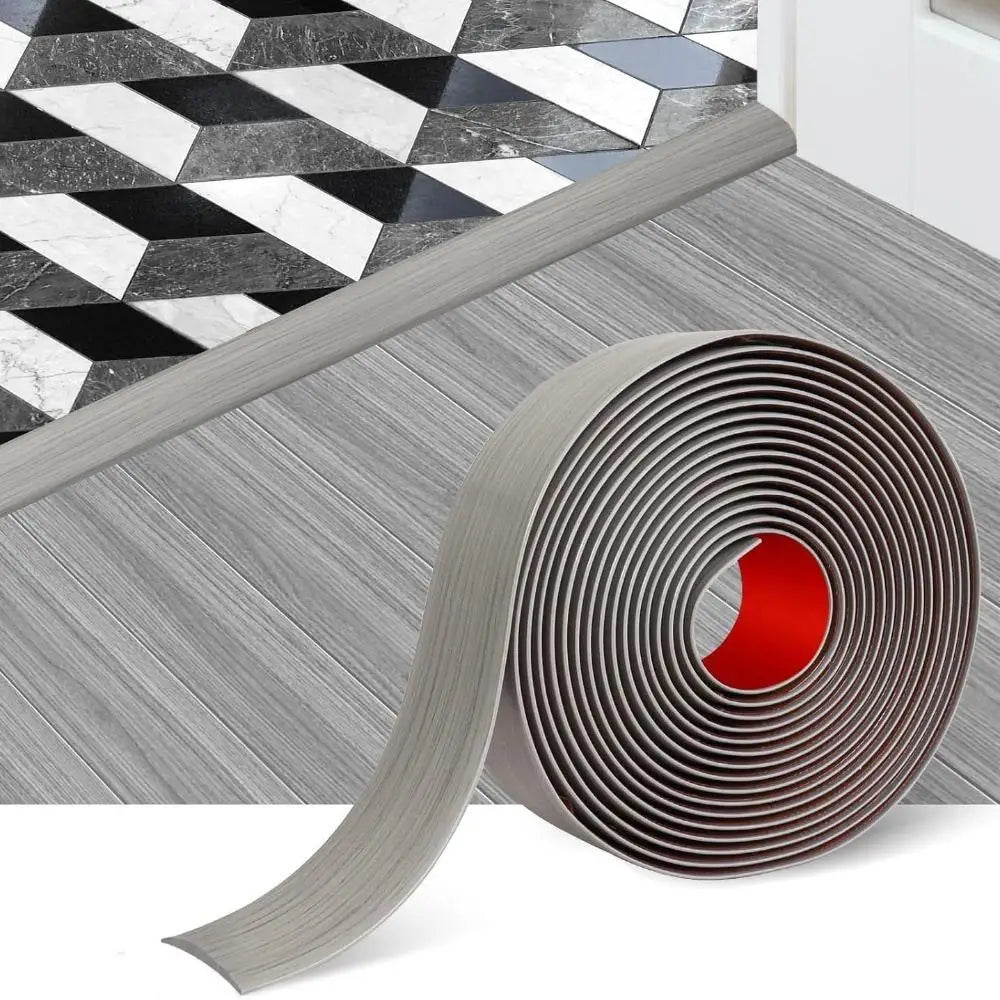 Tira de Transición para Piso de PVC con Aspecto de Madera, Autoadhesiva, de 1M, Antideslizante y Resistente al Viento, Recortable, para la Base de Puertas y Sellado de Ventanas