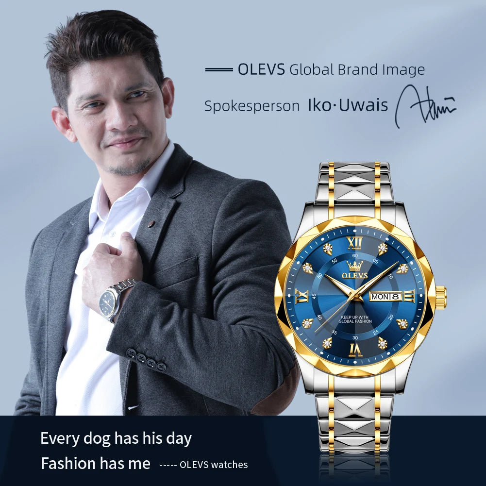 Reloj de Cuarzo OLEVS para Hombre con Calendario de Acero Inoxidable