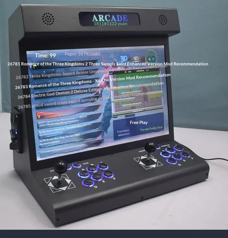 Máquina de juegos de 22 pulgadas, máquina de juegos arcade de escritorio, máquina arcade integrada para el hogar, más de 23000 juegos, compatible con varios idiomas