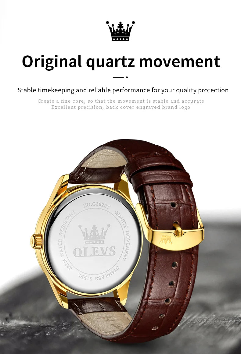 Reloj de Cuarzo OLEVS 3622 para Hombre, Resistente al Agua, Luminoso
