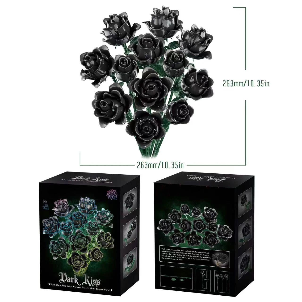 Bloques de Construcción de Ramo de Rosas, Modelo de Flor Botánica DIY, Decoración Creativa para el Hogar, Regalo para Ella, Mujeres y Adultas, Día de San Valentín, Día de la Madre