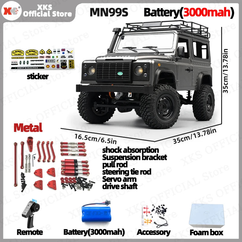 MN MN99S MN78 MN98 MN99 D90 1/12 RC coche 2,4G Control remoto 4X4 todoterreno luz LED 4WD escalada RC camión coche de juguete regalo para niño