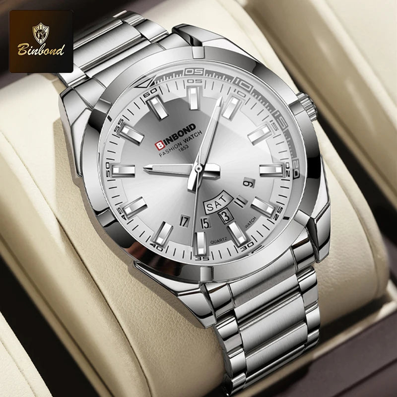 Reloj de Cuarzo BINBOND para Hombre Elegante Resistente al Agua