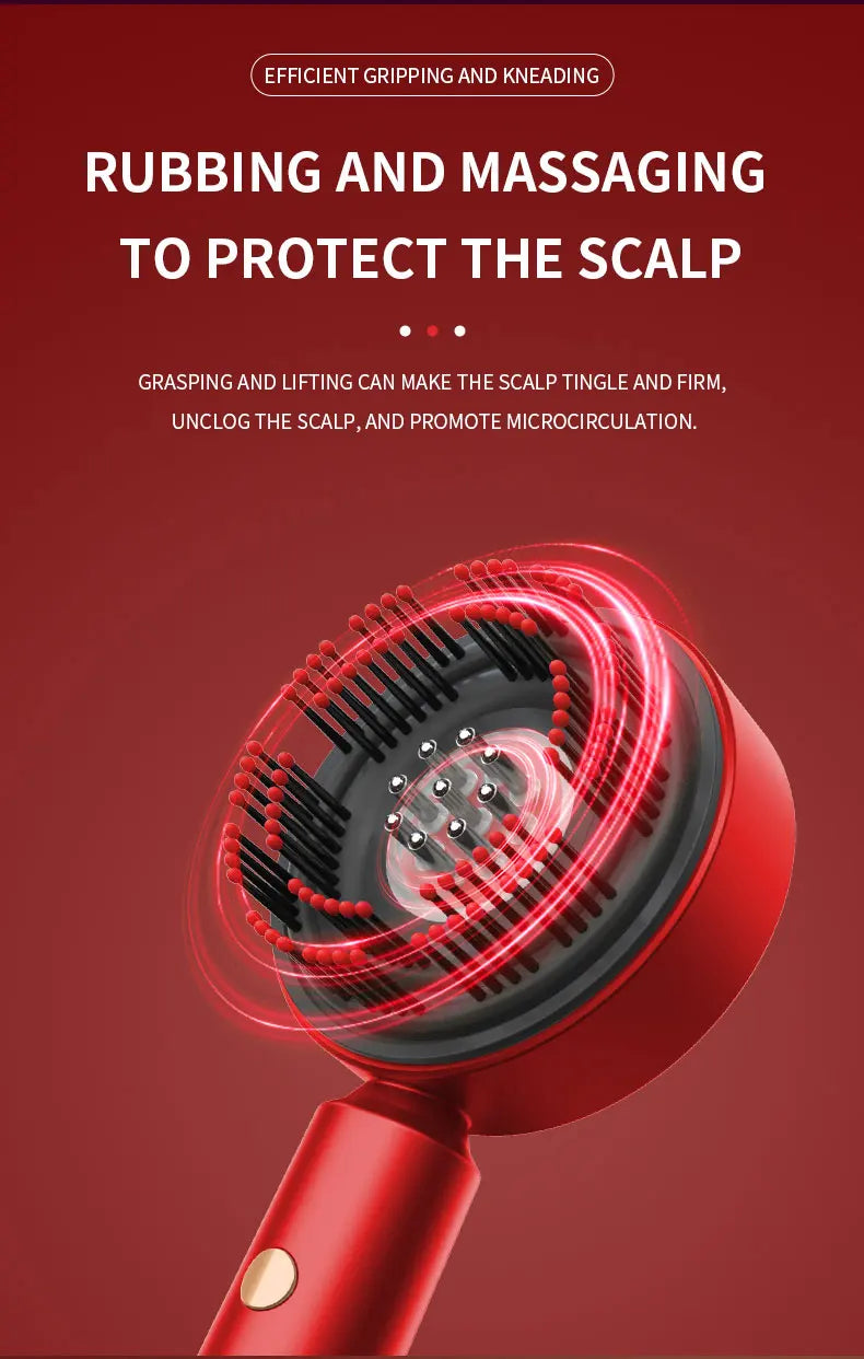 Peine de masaje con vibración eléctrica, terapia de luz roja, masaje para el crecimiento del cabello, cepillo para el cuero cabelludo, aplicador de aceite líquido anticaída, cuidado del cabello