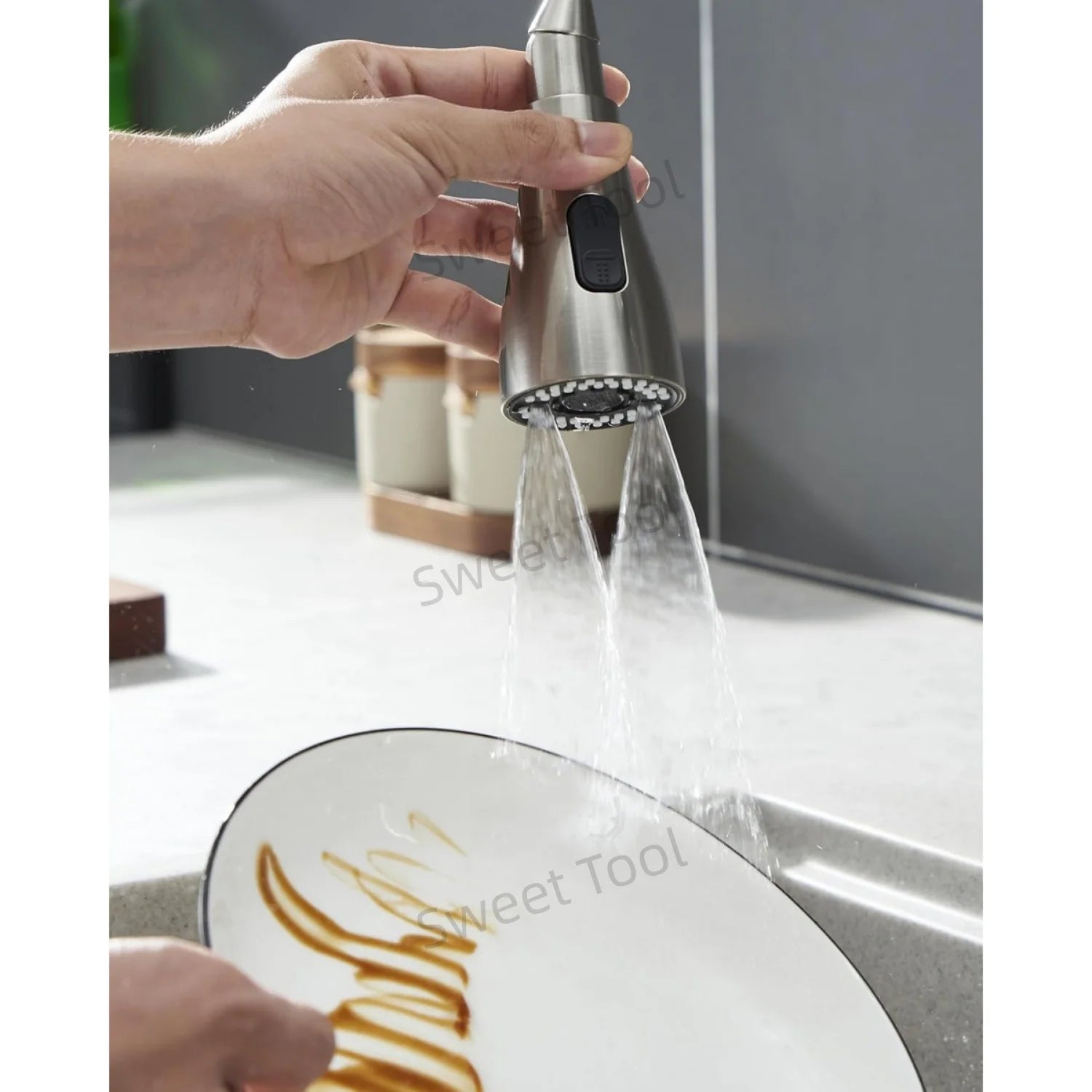 Cabezal Rociador de Repuesto para Grifo de Cocina, Rociador Extraíble para Grifo, Boquilla Rociadora para Grifo de Cocina con 3 Funciones